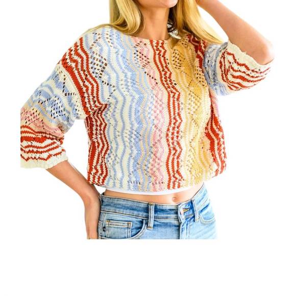 NEW ONE ELEVEN NORTH hazel eyes knit top in multi color - Picture 2 of 3